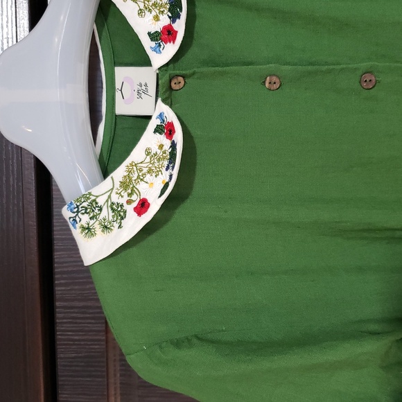 Son de Flor, Classic Dress with Garden Peter Pan Collar, Spring Green, XXL - Picture 5 of 11